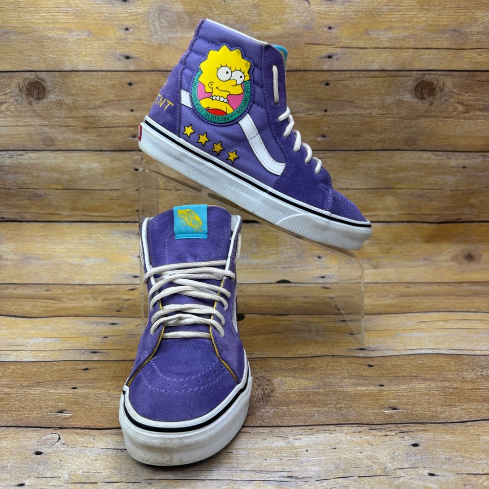 Vans x The Simpsons Sk8-Hi Lisa Simpson For President Purple Suede Womens 6.5